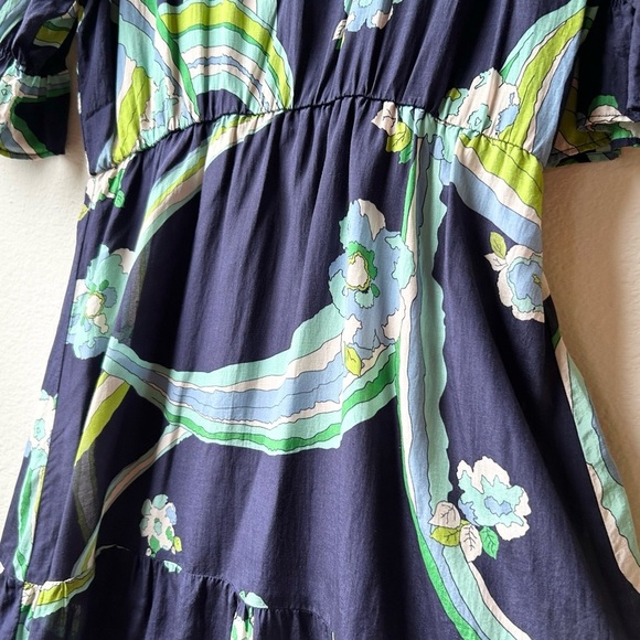 VILAGALLO 30145 NAVY BRISVANE PRINT VESTIDO CHERRYL DRESS Sz 8 - Picture 4 of 15